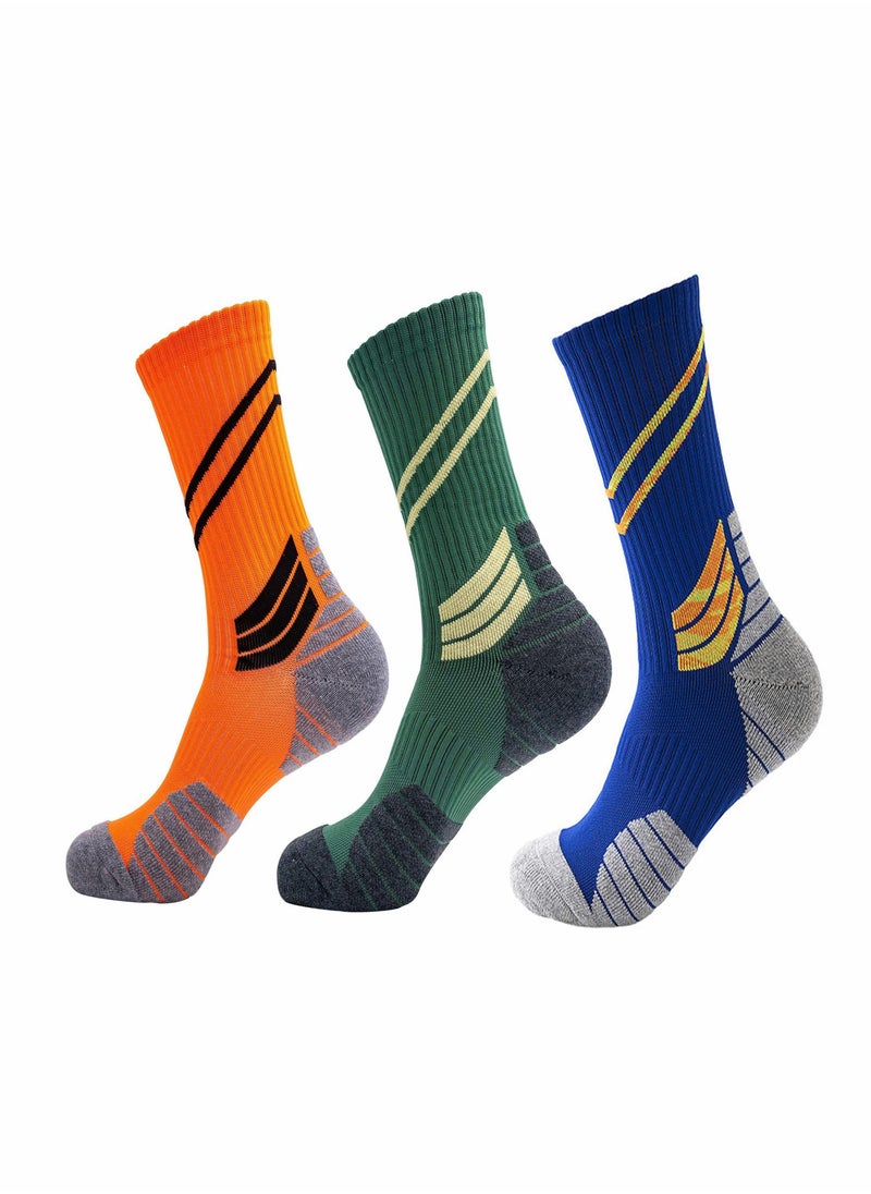 Excefore Elite Basketball Socks, Cushioned Athletic Socks for Men & Women, Mid Calf Socks for Football Running Hiking (3PCS)  - Image 1