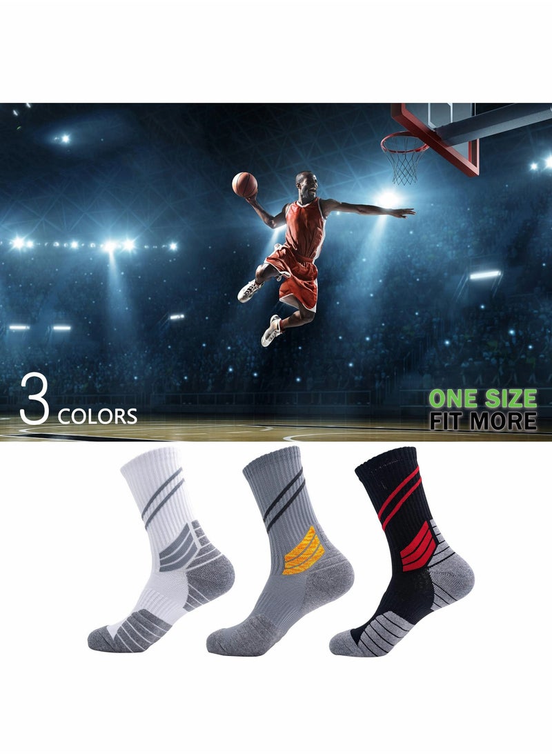 Excefore Elite Basketball Socks, Cushioned Athletic Socks for Men & Women, Mid Calf Socks for Football Running Hiking (3PCS)  - Image 2