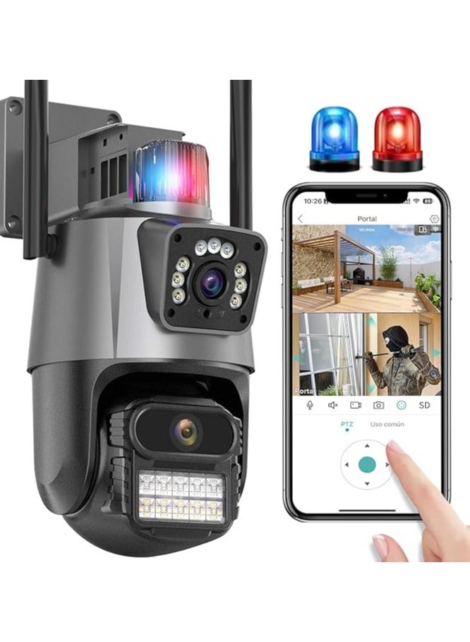 Security Cameras Outdoor, Dual Lens, 4K WiFi Security Camera, 4MP Ultra HD Full Color, Dual Image with Alarm Compatible with Alexa, 2-Ways Audio, 24/7 Recording for Home Outside  - Image 1