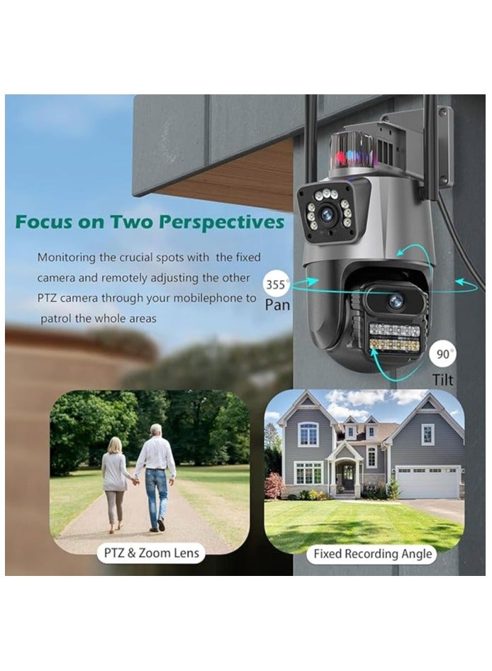 Security Cameras Outdoor, Dual Lens, 4K WiFi Security Camera, 4MP Ultra HD Full Color, Dual Image with Alarm Compatible with Alexa, 2-Ways Audio, 24/7 Recording for Home Outside  - Image 4