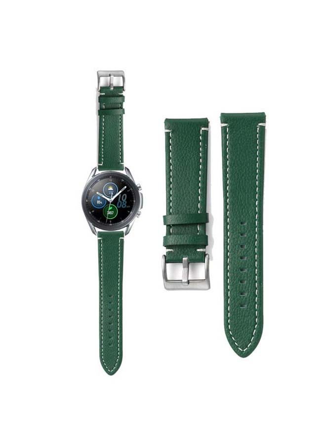 Perfii Genuine Leather Replacement Band for Samsung Galaxy Watch3 45mm Green - Image 1