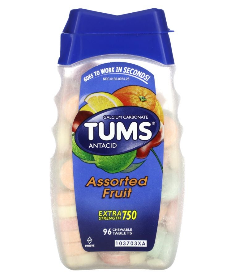 TUMS Antacid Assorted Fruit 96 Chewable Tablets (750 mg per Tablet)