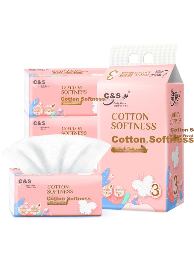 Clean And Soft C&s Facial Tissue Pink Face 3-ply 100 Sheets 3 Packs X 10 Bags Dr238-30r - Image 2