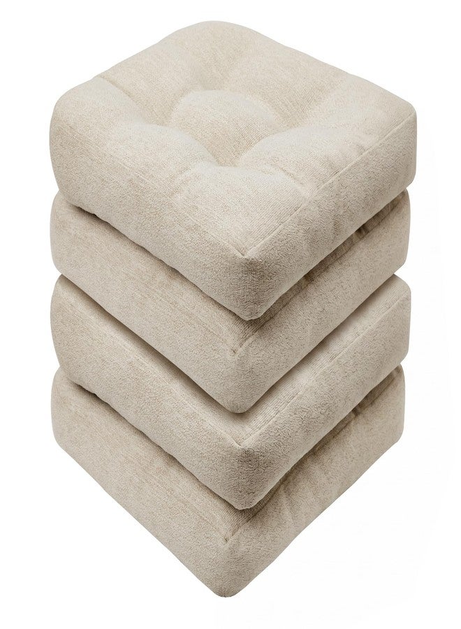 Basic Beyond Chair Cushions for Dining Chairs, Non-Slip Chair Pads, Thick Seat Cushions for Dining Room Chairs, Kitchen Chair Cushions Set of 4, 17" x 17" x 4", Beige - Image 1