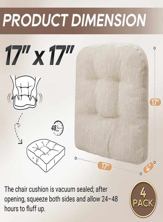 Basic Beyond Chair Cushions for Dining Chairs, Non-Slip Chair Pads, Thick Seat Cushions for Dining Room Chairs, Kitchen Chair Cushions Set of 4, 17" x 17" x 4", Beige - Image 2
