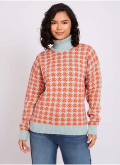 Premoda Women Pullover Loose Fit High Neck Multicolor  - Image 2