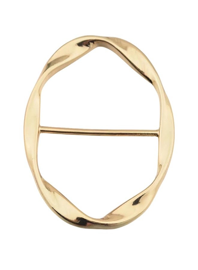 Dtja Round Twisted Circle Silk Scarf Ring Brooch for Women Girls Minimalist Shawl Scarves Buckle Wrap Clip Fashion Dress Accessories Decoration Jewelry Gift (Gold-Tone) - Image 1