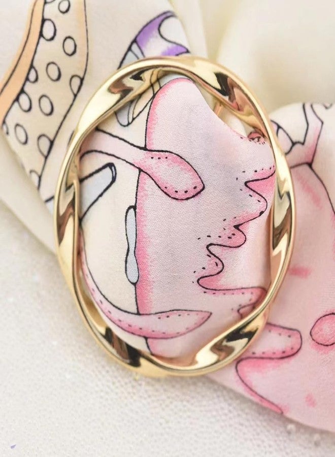 Dtja Round Twisted Circle Silk Scarf Ring Brooch for Women Girls Minimalist Shawl Scarves Buckle Wrap Clip Fashion Dress Accessories Decoration Jewelry Gift (Gold-Tone) - Image 3