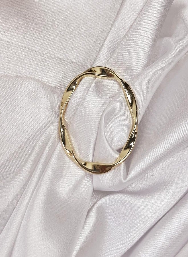 Dtja Round Twisted Circle Silk Scarf Ring Brooch for Women Girls Minimalist Shawl Scarves Buckle Wrap Clip Fashion Dress Accessories Decoration Jewelry Gift (Gold-Tone) - Image 2