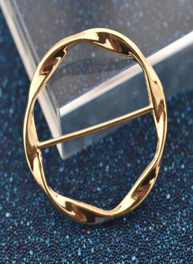 Dtja Round Twisted Circle Silk Scarf Ring Brooch for Women Girls Minimalist Shawl Scarves Buckle Wrap Clip Fashion Dress Accessories Decoration Jewelry Gift (Gold-Tone) - Image 5
