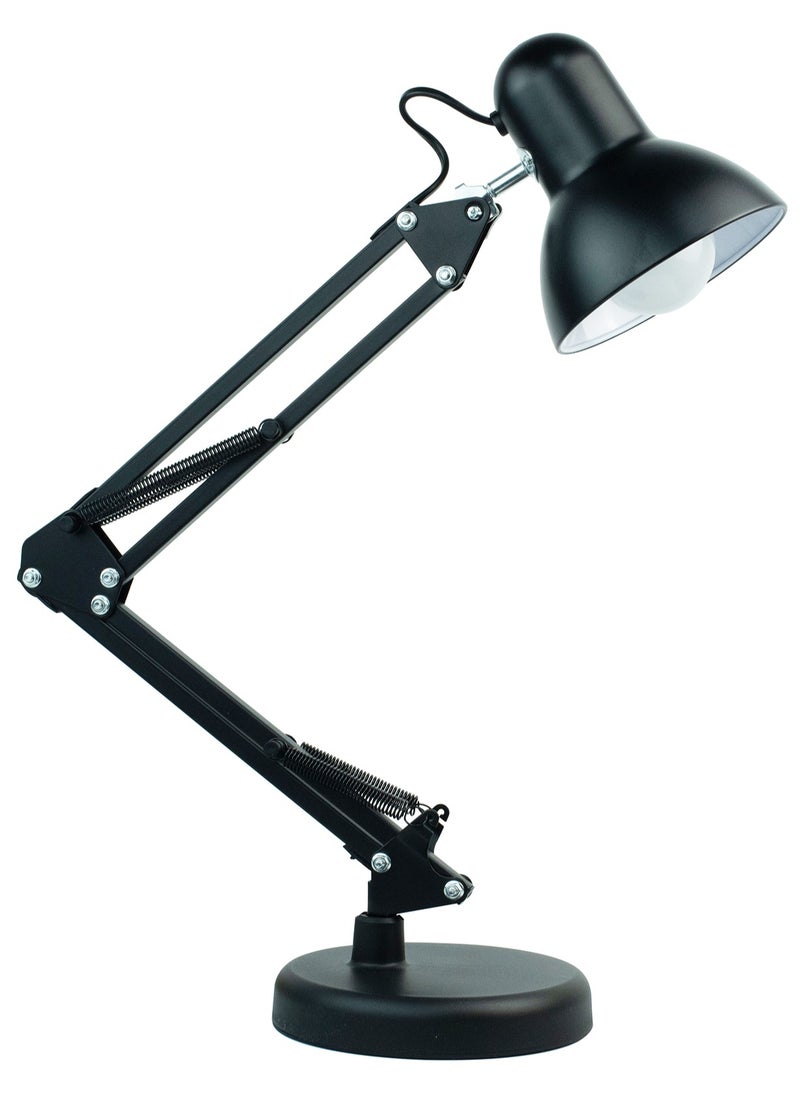 Generic Vintage Industrial Desk Lamp with Adjustable Clamp & Base - 360° Flexible Arm, 3 Color Modes, Eye-Caring LED Light for Office/Study (E27 Bulb, Black)  - Image 1