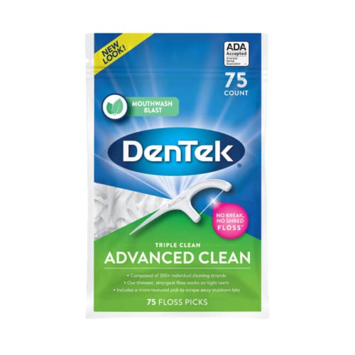 DenTek Triple Advanced Clean Mouthwash Blast Floss Picks, 75 Count, (Pack of 1) - Image 1