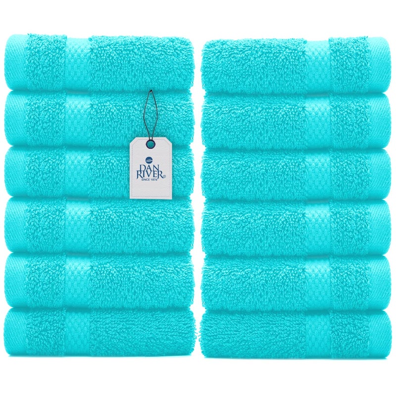DAN RIVER Premium Wash Cloths for Your Face 100 Cotton Washcloths 12 Pack 550 GSM Highly Absorbent Face Towels for Body Showering Bathroom 12x12 in Black