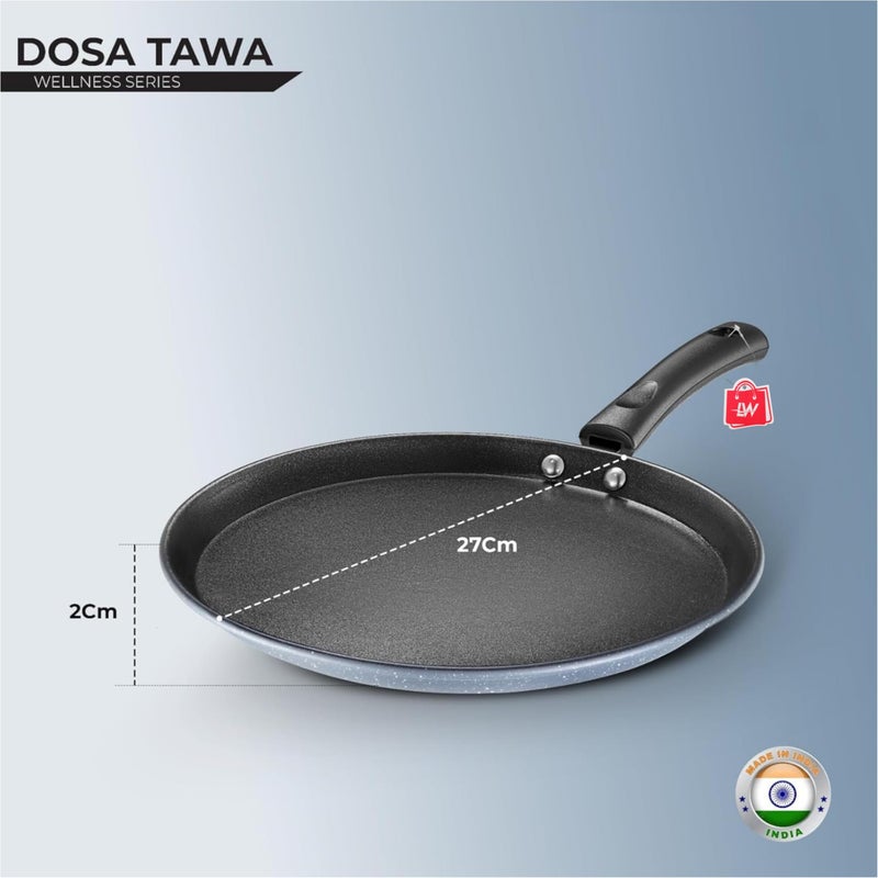 LAZYwindow Nonstick Tawa, 24cm Diameter, Gray and Red, Pack of 2 | Durable & Versatile Cooking Set - Image 3