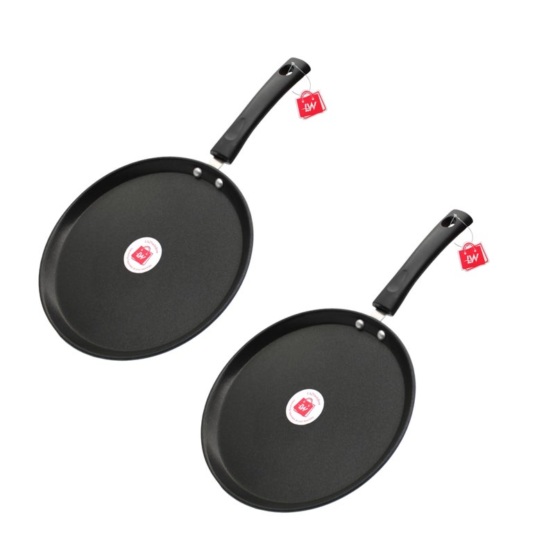 LAZYwindow Nonstick Tawa, 24cm Diameter, Gray and Red, Pack of 2 | Durable & Versatile Cooking Set - Image 1