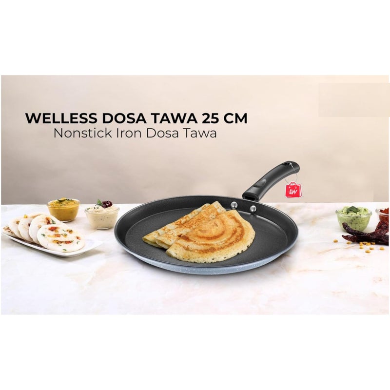 LAZYwindow Nonstick Tawa, 24cm Diameter, Gray and Red, Pack of 2 | Durable & Versatile Cooking Set - Image 5