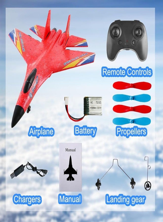 FROWWY 2.4GHz 2CH Remote Control Airplane RC Glider for Beginner Adult Kids, Easy to Fly EPP Foam RC Aircraft Fighter with LED Light (Multicolor) - Image 2