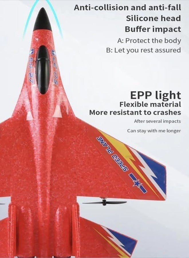 FROWWY 2.4GHz 2CH Remote Control Airplane RC Glider for Beginner Adult Kids, Easy to Fly EPP Foam RC Aircraft Fighter with LED Light (Multicolor) - Image 3