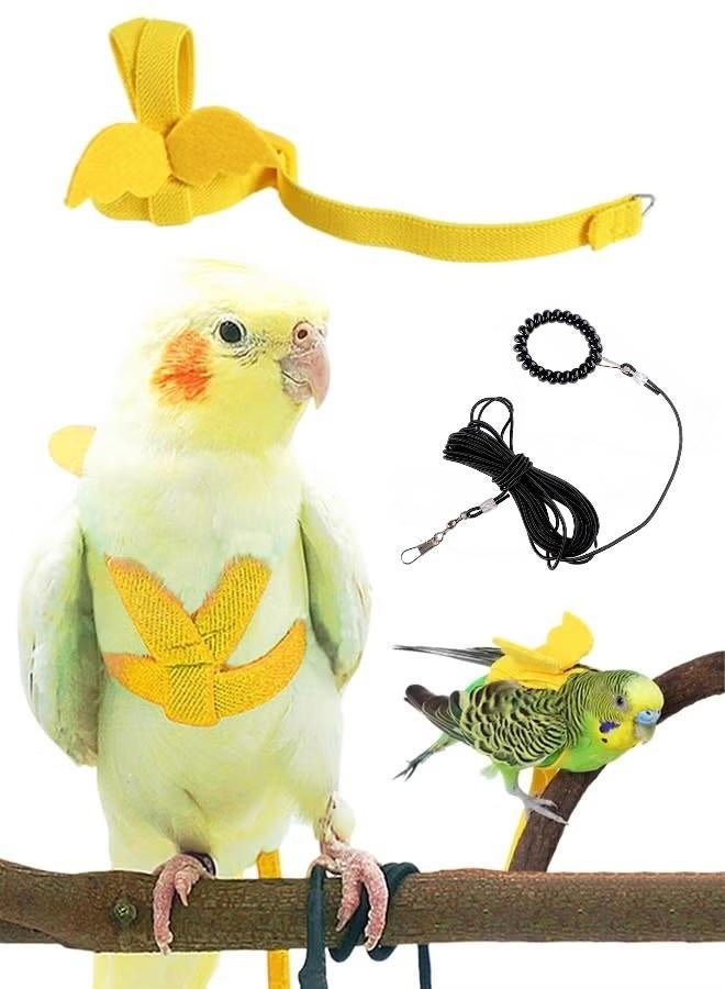 Bird Flying Rope – Adjustable Parrot Harness and Leash Set, Anti-Bite Nylon Training Rope with Cute Wing Design for Cockatiel, Mynah, Sun Conure, Monk Parakeet, Finches, Budgies, Lovebirds, Pacific Parrotlets and Similar Birds (2m) - Image 1