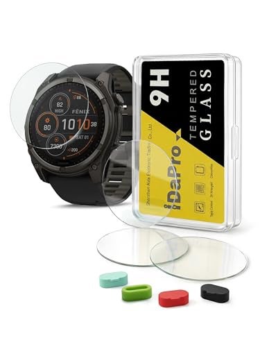 iDaPro 44 Pack Screen Protector for Garmin Fenix 8 51mm AMOLED with Silicone Antidust Plugs 9H Tempered Glass Protection Kit in Reusable Storage Case AntiScratchBubbleFreeEasy Installation - Image 1