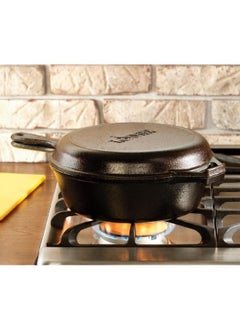 LODGE Naturally Seasoned Even Heating Cast Iron Combo Cooker Black 3 Liter LCC3INT  - Image 2