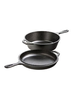 LODGE Naturally Seasoned Even Heating Cast Iron Combo Cooker Black 3 Liter LCC3INT  - Image 1