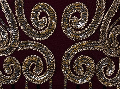 Vijiv Womens 1920s Elegant Dresses with Sleeves Beaded Great Gatsby Flapper Dress for Party Gold Red,XX-Large - Image 5