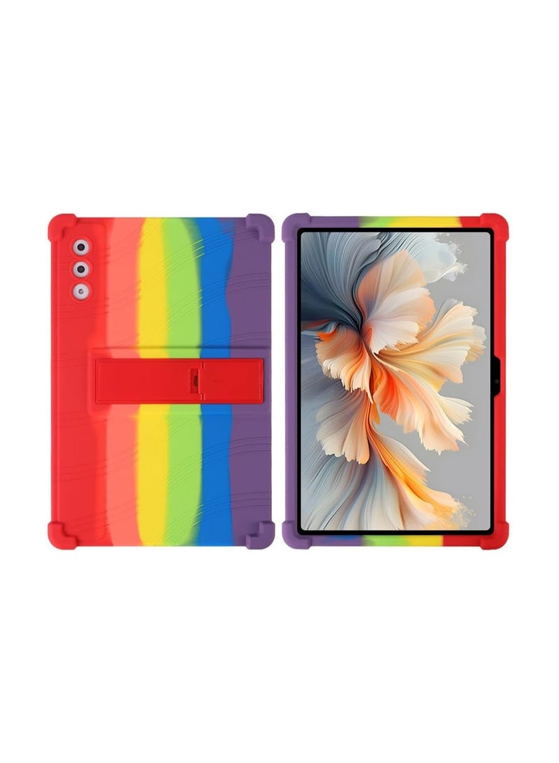 غلاف واقي مناسب للأطفال لـ Lenovo Yoga Tab Plus 12.7 بوصة TB-520FU (2025)، غلاف سيليكون مرن مُكثّف في الزوايا الأربع، غطاء واقٍ مقاوم للصدمات مع حامل متعدد الزوايا.