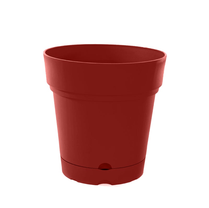 Mintra Round Flower Pot Planter with bottom tray - Plastic | Color - Brown | Size - 22x22x24cm | Asthetically Decorate Your Terrace, Garden or Patio. Ideal for outdoor or indoors - Image 1