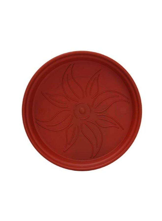Mintra Round Flower Pot Planter with bottom tray - Plastic | Color - Brown | Size - 22x22x24cm | Asthetically Decorate Your Terrace, Garden or Patio. Ideal for outdoor or indoors - Image 4
