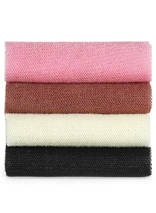 JASSINS African Exfoliating Net Body Exfoliating Long Net Shower Body Scrubber Back Scrubber Skin Smoother 4 Pieces - Image 1