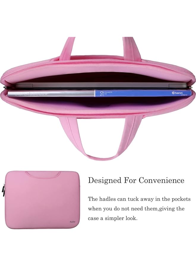 erorex Laptop Tablet Sleeve Case Slim Travel Men Women Handle Bag Durable Business Messenger Briefcases For Macbook Air Pro Retina Pink 13Inch - Image 2