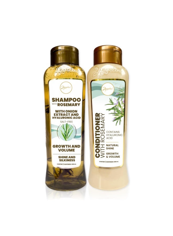 ANYELUZ ANYELUZ Rosemary Shampoo and Conditioner Set - With Hyaluronic Acid and Natural Extracts, Strengthens and Hydrates Hair for Shine and Vitality  - Image 1
