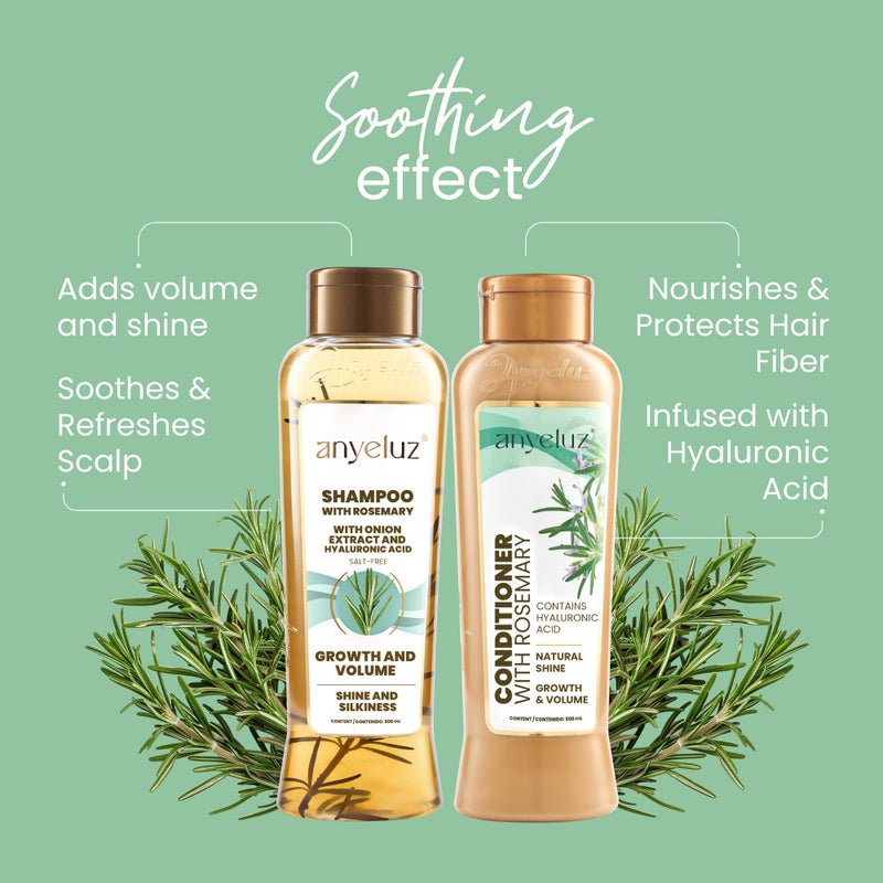 ANYELUZ Rosemary Shampoo and Conditioner Set - With Hyaluronic Acid and Natural Extracts, Strengthens and Hydrates Hair for Shine and Vitality - Â¡Tu Cabello Fuerte! - Image 3