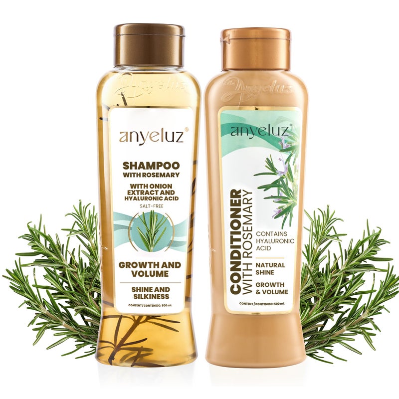 ANYELUZ Rosemary Shampoo and Conditioner Set - With Hyaluronic Acid and Natural Extracts, Strengthens and Hydrates Hair for Shine and Vitality - Â¡Tu Cabello Fuerte! - Image 1