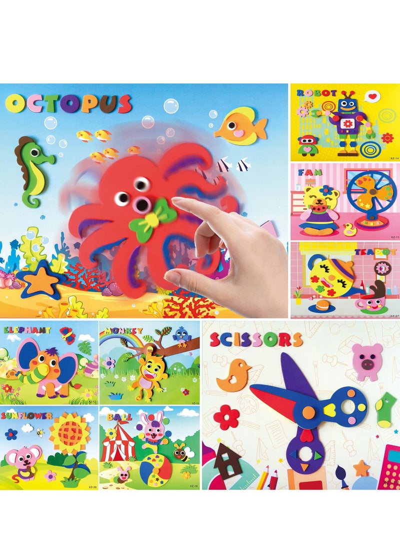 SYOSI Sticker Art Kits, Rotatable Toddler Arts and Crafts 3D EVA Foam Stickers DIY Art Craft Kits for Kids 20 Packs Cartoon Animal Learning Educational Puzzle Toy - Image 1