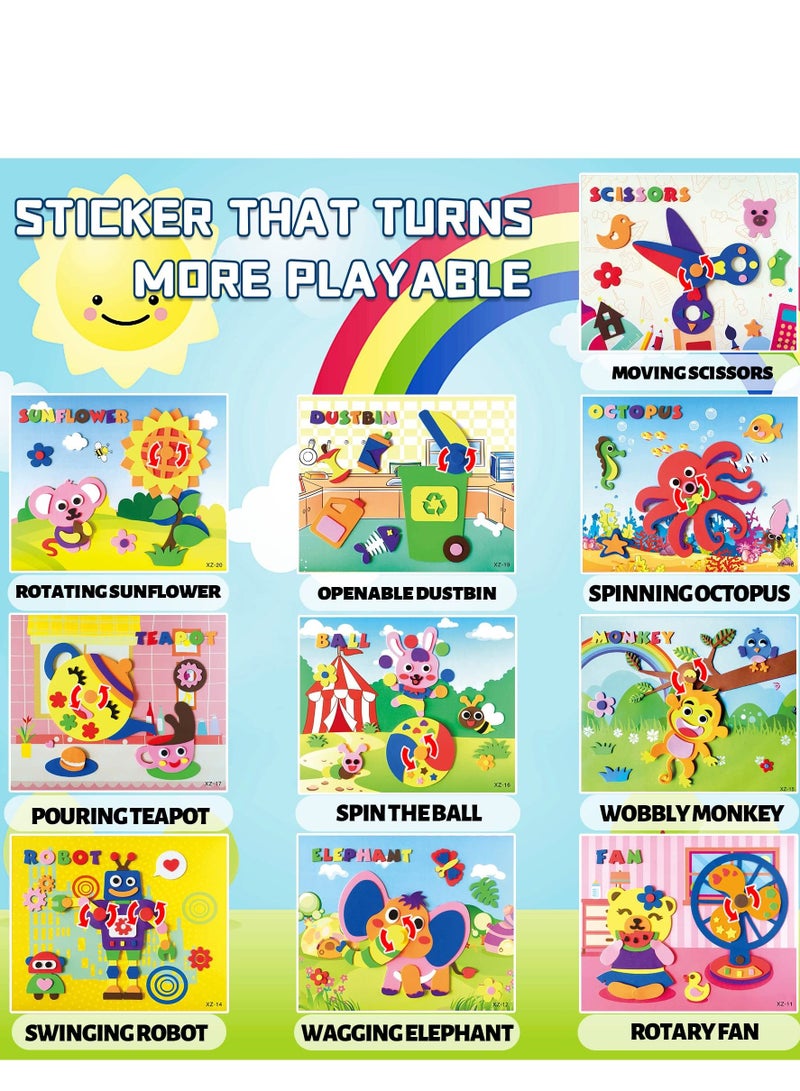 SYOSI Sticker Art Kits, Rotatable Toddler Arts and Crafts 3D EVA Foam Stickers DIY Art Craft Kits for Kids 20 Packs Cartoon Animal Learning Educational Puzzle Toy - Image 2