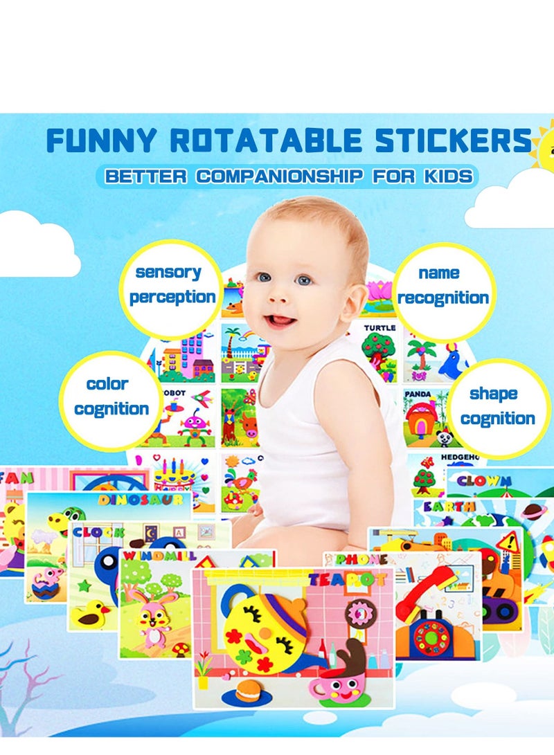 SYOSI Sticker Art Kits, Rotatable Toddler Arts and Crafts 3D EVA Foam Stickers DIY Art Craft Kits for Kids 20 Packs Cartoon Animal Learning Educational Puzzle Toy - Image 4