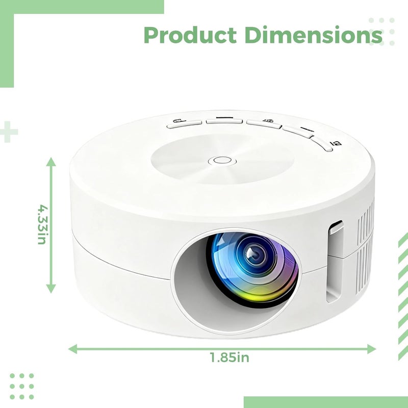 Projector With Smartphone Syncing Capability, 14-100 Inch Display, Led, Usb/Headphone Ports, Compact Size Of 4.3 X 1.9 In, White - Image 4