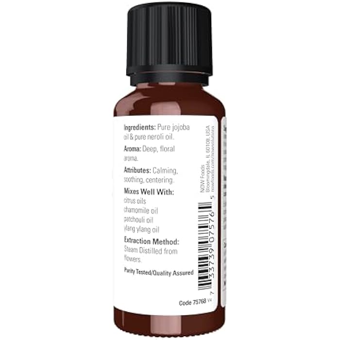 NOW Essential Oils, Neroli Oil, Deeply Floral Aromatherapy Scent, Steam Distilled, 100% Pure, Vegan, Child Resistant Cap, 1-Ounce - Image 2