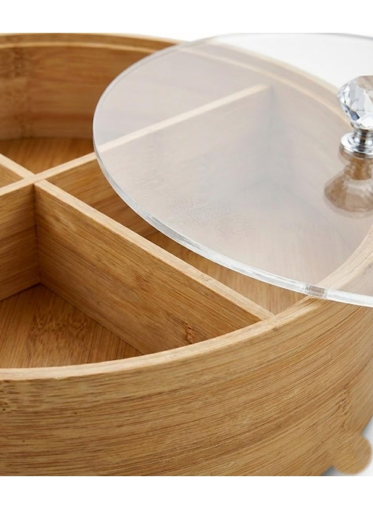 Tasali and Sweets Serving Tray Kitchen Use Natural Beech Wood Transparent Lid - Image 5
