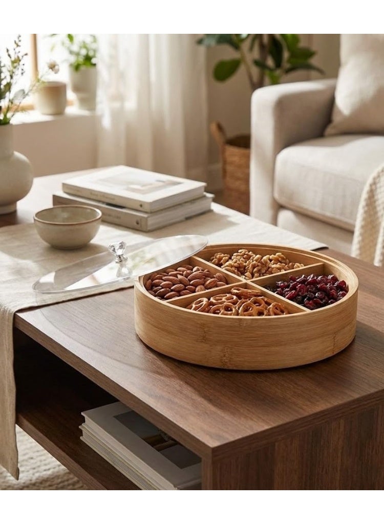 Tasali and Sweets Serving Tray Kitchen Use Natural Beech Wood Transparent Lid - Image 4