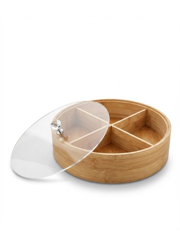 Tasali and Sweets Serving Tray Kitchen Use Natural Beech Wood Transparent Lid - Image 1