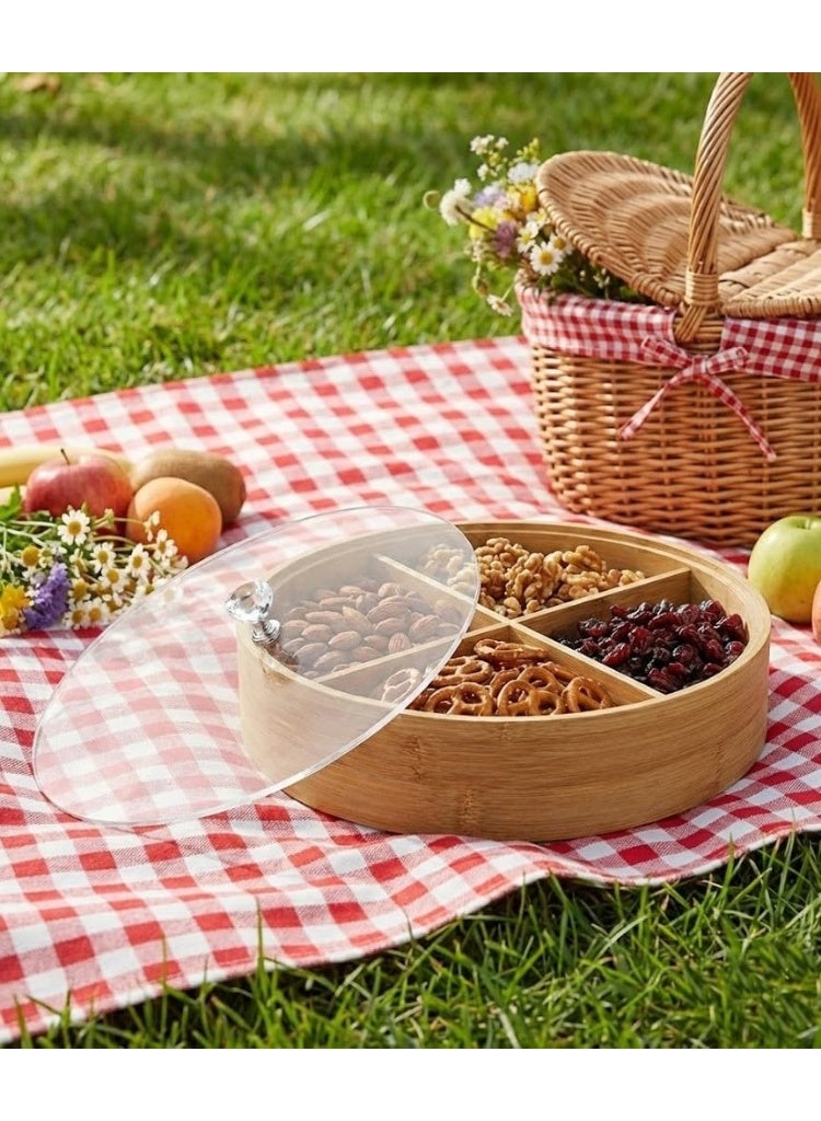 Tasali and Sweets Serving Tray Kitchen Use Natural Beech Wood Transparent Lid - Image 2
