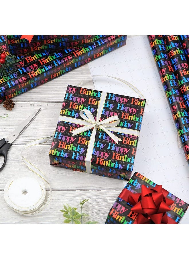 Geluode Happy Birthday Wrapping Paper For Kids Girls Boys Women Men Gradient Color Gift Wrap Paper With Cut Lines On Reverse Wrapping Paper Birthday 6 Sheets Folded Flat 20X28 Inches Per Sheet  - Image 3