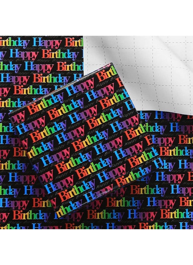 Geluode Happy Birthday Wrapping Paper For Kids Girls Boys Women Men Gradient Color Gift Wrap Paper With Cut Lines On Reverse Wrapping Paper Birthday 6 Sheets Folded Flat 20X28 Inches Per Sheet  - Image 1