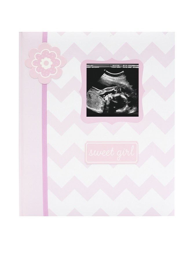 pearhead Lil Peach First 5 Years Chevron Baby Memory Book Newborn Milestone Journal Baby Girl Gift Gift For New And Expecting Parents Pink 1 Count (Pack Of 1)  - Image 1