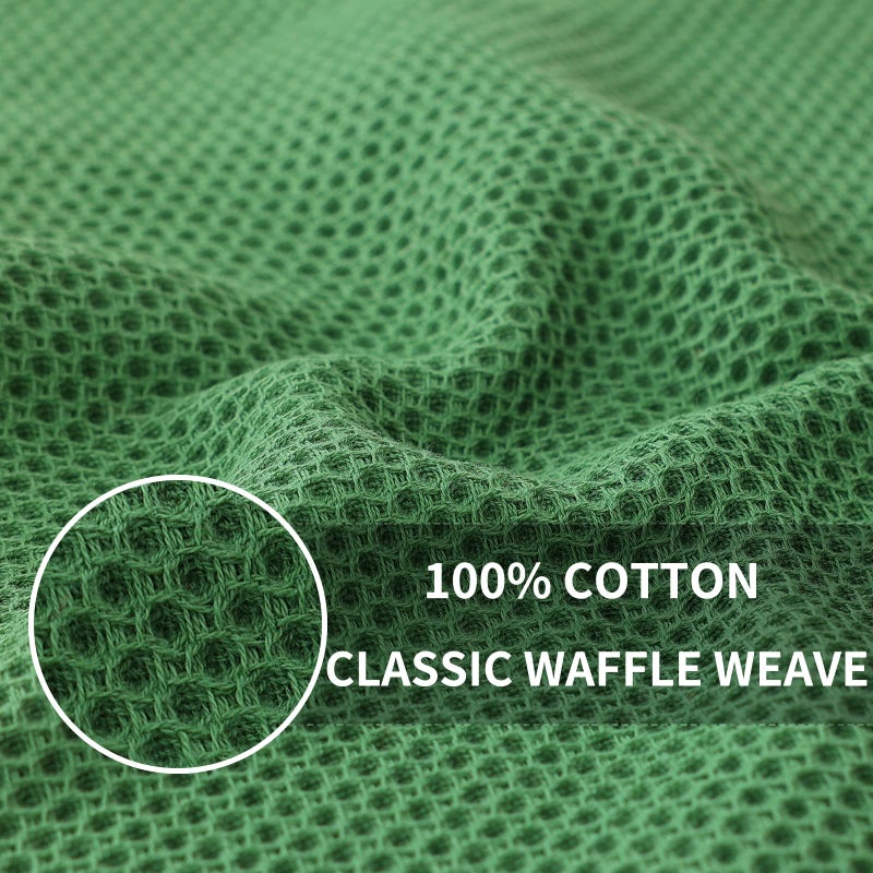 Homaxy 100% Cotton Waffle Weave Kitchen Dish Towels  Ultra Soft Absorbent Quick Drying Cleaning Towel  13 x 28 Inches  4-Pack  Grass Green - Image 2