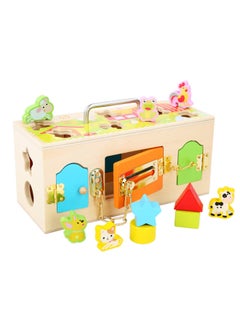 Generic CPC Wooden Montessori Busy House Nut Toolbox Children's Play House Multifunctional Unlock Early Education Educational Toys-Color:HMY-Animal Lock Box  - Image 1
