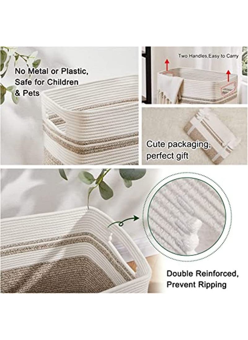 GRATIFY Mansa Traders Laundry HamperLaundry BasketTall Cotton Storage Basket with HandlesDecorative Blanket Basket for Living roomLarge Basket for ToysPillowsClothes14x12x18 inYellow variegated  - Image 4